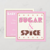 Sugar & Spice baby meisje douche uitnodiging (Voorkant / Achterkant)