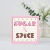 Sugar & Spice baby meisje douche uitnodiging (Staand voorkant)