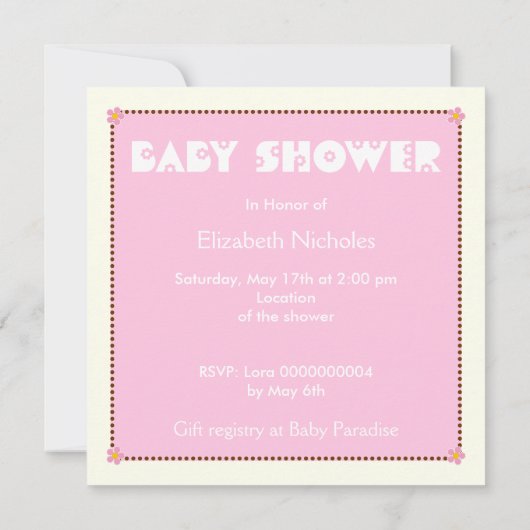 Sugar & Spice baby meisje douche uitnodiging (Achterkant)