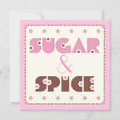 Sugar & Spice baby meisje douche uitnodiging (Voorkant)