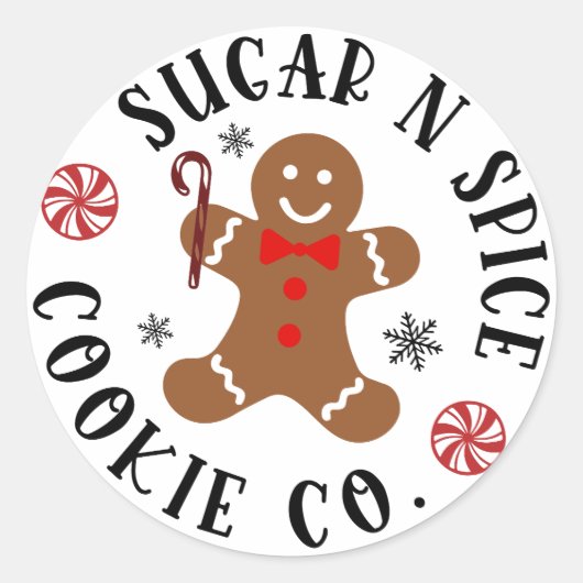 Sugar & Spice Gingerbread Cookie Co. Ronde Sticker (Voorkant)