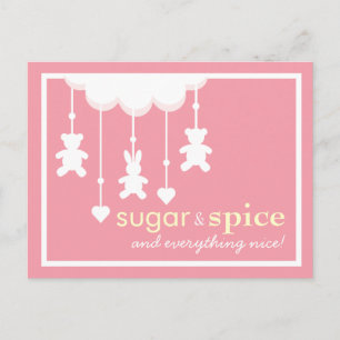 Sugar & Spice Girl Baby shower Briefkaart