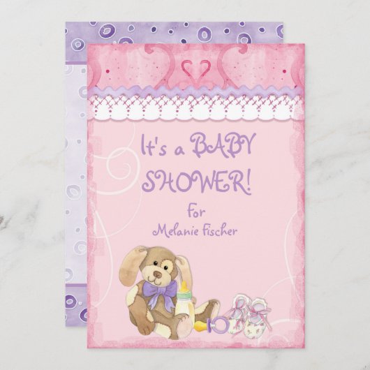 Sugar & Spice, Meisje Baby shower Uitnodiging (Voorkant / Achterkant)