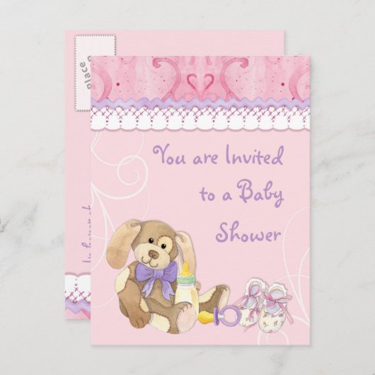 Sugar & Spice, Meisje Baby shower Uitnodiging (Voorkant / Achterkant)