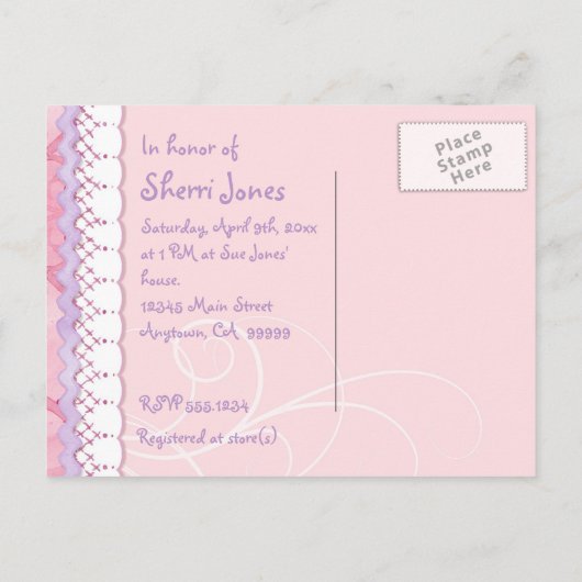 Sugar & Spice, Meisje Baby shower Uitnodiging (Achterkant)