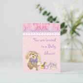 Sugar & Spice, Meisje Baby shower Uitnodiging (Staand voorkant)