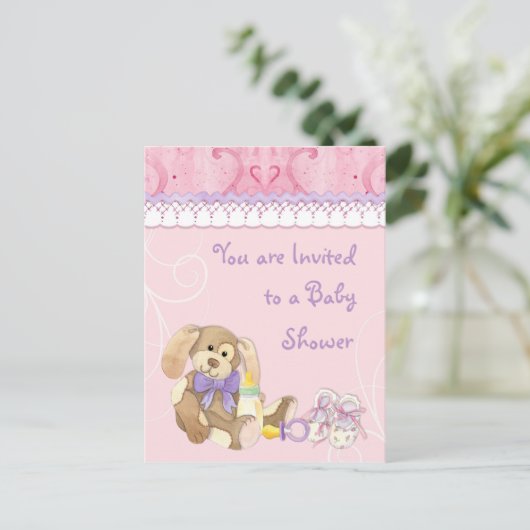 Sugar & Spice, Meisje Baby shower Uitnodiging (Staand voorkant)