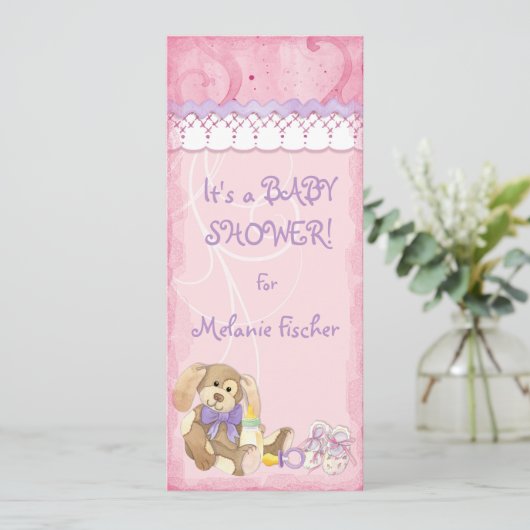 Sugar & Spice, Meisje Baby shower Uitnodiging (Staand voorkant)