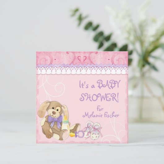Sugar & Spice, Meisje Baby shower Uitnodiging (Staand voorkant)