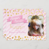 Sugar & Spice Pink Gold Photo Party Uitnodiging (Voorkant / Achterkant)