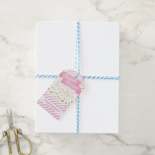 Sugar & Spice Roze & Goud Baby shower Cadeau Label Cadeaulabel (Met Touw)