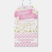 Sugar & Spice Roze & Goud Baby shower Cadeau Label Cadeaulabel (Voorkant)