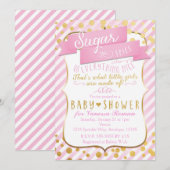 Sugar & Spice Roze & Gouden Babyshower Uitnodiging (Voorkant / Achterkant)