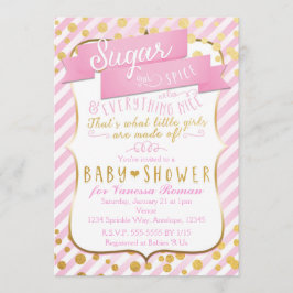 Sugar & Spice Roze & Gouden Babyshower Uitnodiging