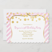 Sugar & Spice Roze Gouden Verjaardag Uitnodiging (Achterkant)