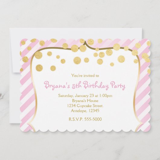 Sugar & Spice Roze Gouden Verjaardag Uitnodiging (Achterkant)