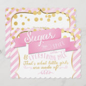 Sugar & Spice Roze Gouden Verjaardag Uitnodiging (Voorkant / Achterkant)