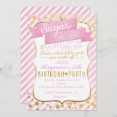 Sugar & Spice Roze Gouden Verjaardag Uitnodiging (Voorkant / Achterkant)