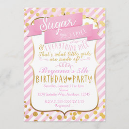 Sugar & Spice Roze Gouden Verjaardagsfeest Uitnodi Kaart