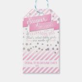 Sugar & Spice Roze & Zilver Baby shower Label Cadeaulabel (Voorkant)