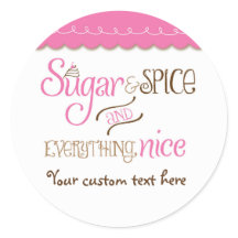 Sugar & Spice typografie baby shower feest sticker