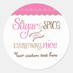 Sugar & Spice Typografie Baby shower Party Sticker