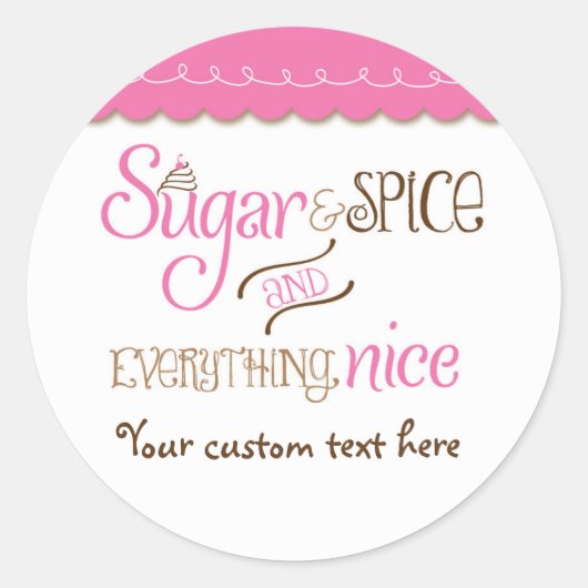 Sugar & Spice Typografie Baby shower Party Sticker (Voorkant)