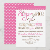 Sugar & Spice typografie baby shower uitnodiging (Voorkant / Achterkant)