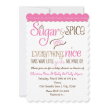 Sugar & Spice typografie baby shower uitnodiging
