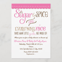 Sugar & Spice typografie baby shower uitnodiging