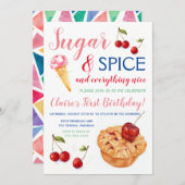 Sugar & Spice Zoete Verjaardag Uitnodiging (Voorkant / Achterkant)