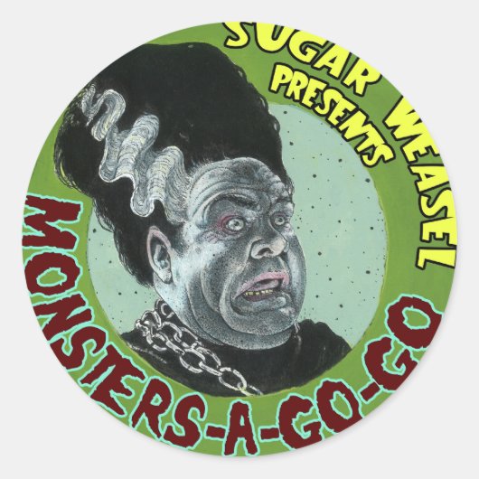 Sugar Weasel cadeaus Monsters-A-Go-Go Ronde Sticker (Voorkant)