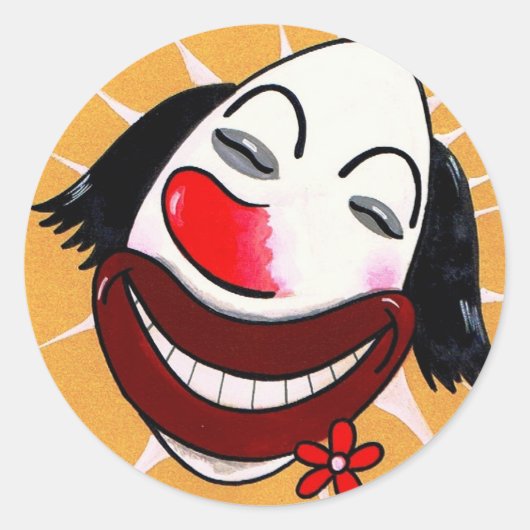 Sugar Weasel de Clown Cartoon Head Ronde Sticker (Voorkant)