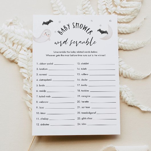 SUGARBOO Halloween Baby Word Scramble Game Kaart