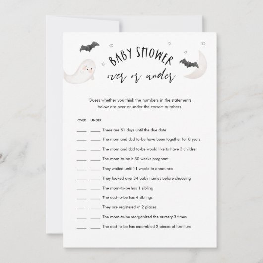 SUGARBOO Halloween Over of Onder Baby shower Spel Kaart (Voorkant)
