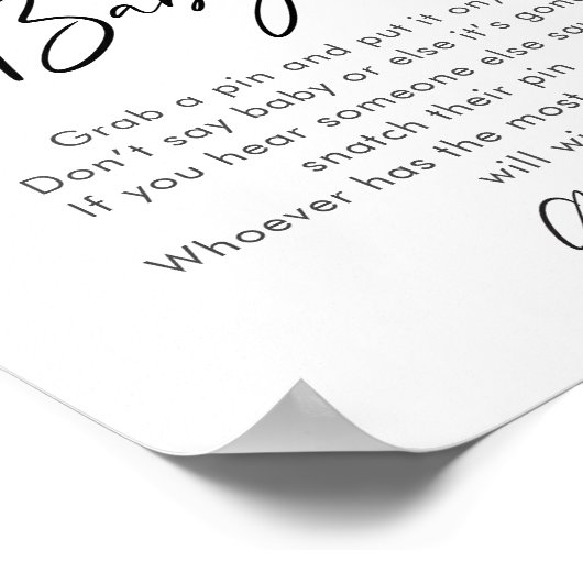 SUGARBOO Halloween Zeg niet Baby Game Sign Poster (Hoek)