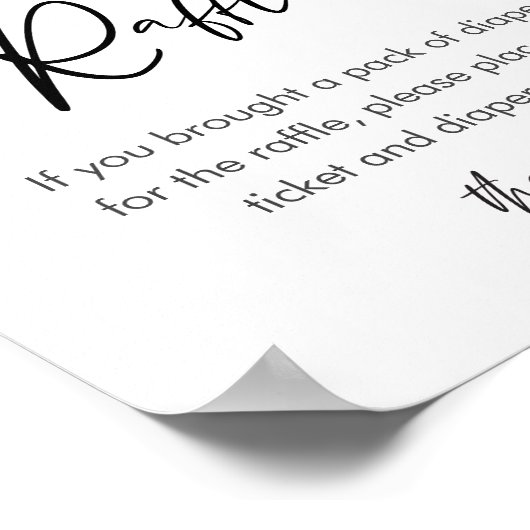 SUGARBOO Luier Raffle Baby shower Spel Sign Poster (Hoek)