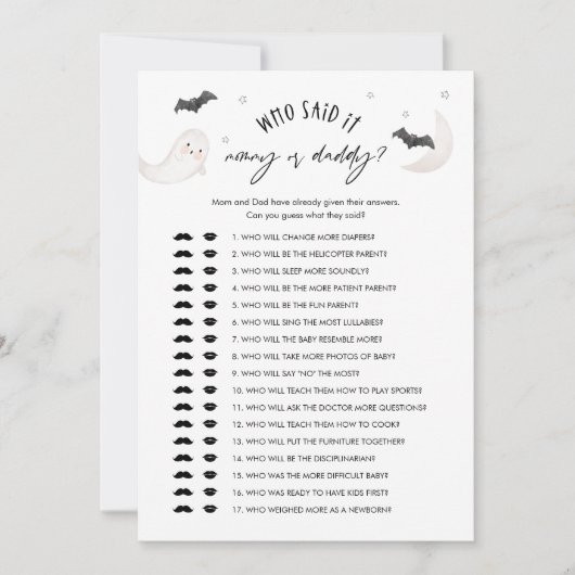 SUGARBOO Wie zei het Mama of Papa Baby Game Kaart (Voorkant)