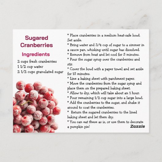Sugared Cranberries Recipe Card Briefkaart (Achterkant)
