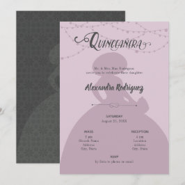 Sugared Plum & Steel Charro Silhouette Quinceanera Kaart