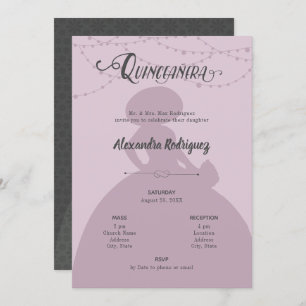 Sugared Plum & Steel Charro Silhouette Quinceanera Kaart