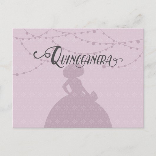 Sugared Plum & Steel Charro Silhouette Quinceanera Uitnodiging Briefkaart (Voorkant)