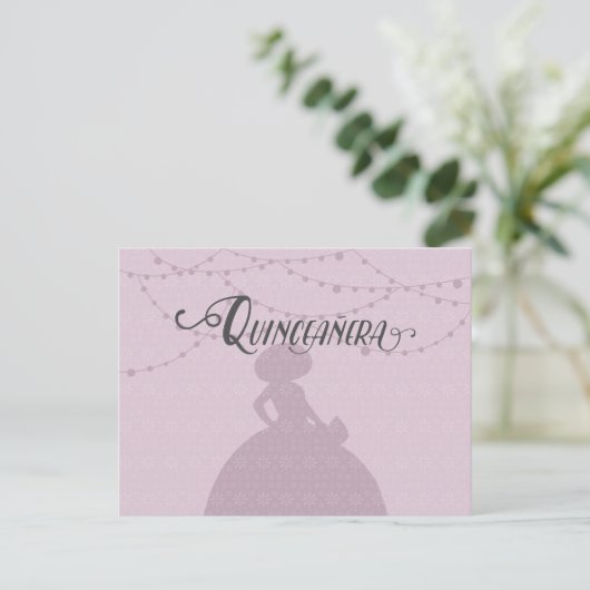Sugared Plum & Steel Charro Silhouette Quinceanera Uitnodiging Briefkaart (Staand voorkant)
