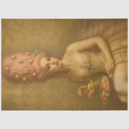 Sugared Silence – Pastel Macaron Rococo Fantasie Tissuepapier (Voorkant)