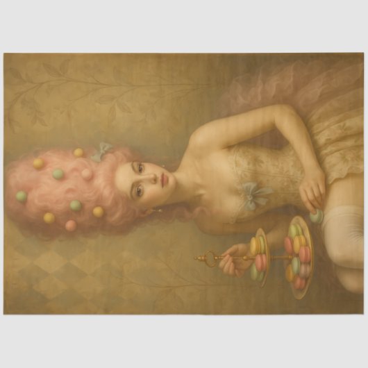 Sugared Silence – Pastel Macaron Rococo Fantasy Tissuepapier (Voorkant)