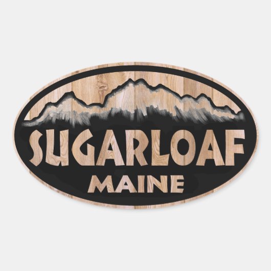 Sugarloaf Maine houten ovale stickers (Voorkant)