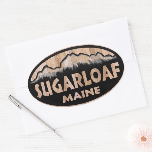 Sugarloaf Maine houten ovale stickers (Envelop)