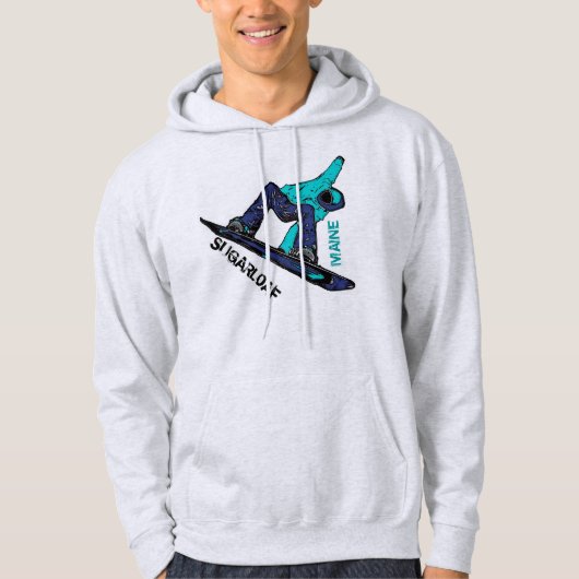 Sugarloaf Maine jongens blauwgroen snowboarder hoo Hoodie (Voorkant)