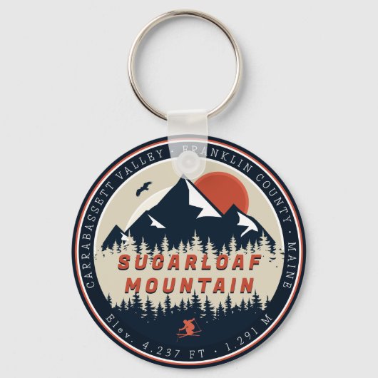 Sugarloaf Maine Mountain Retro  60s Ski Sleutelhanger (Achterkant)