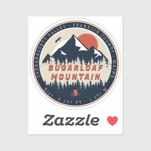 Sugarloaf Maine Mountain Retro  60s Ski Sticker (Vel)